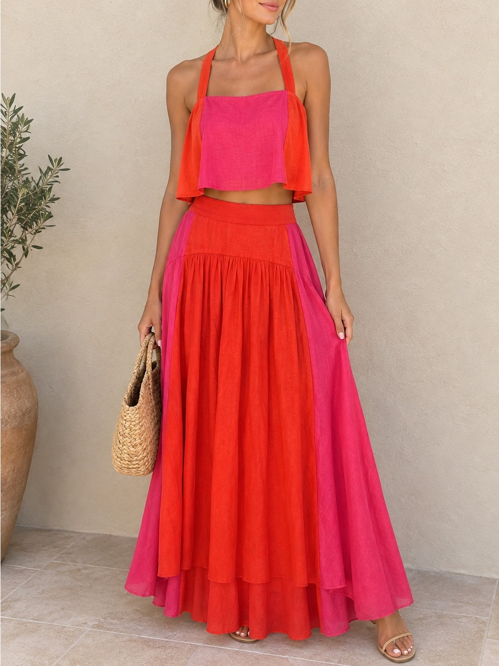 Petal & Pup Lulu Colorblock Pink and Red Set